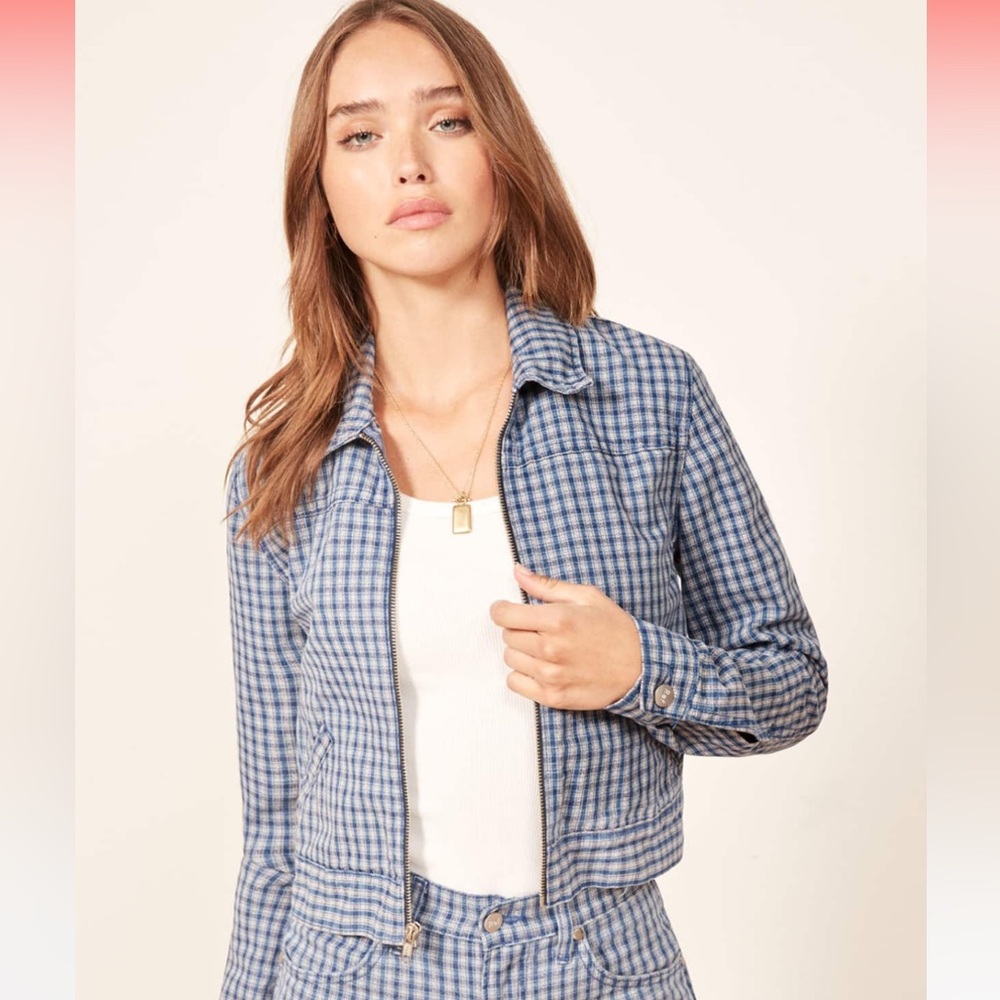 Reformation Cher plaid cropped jacket SM